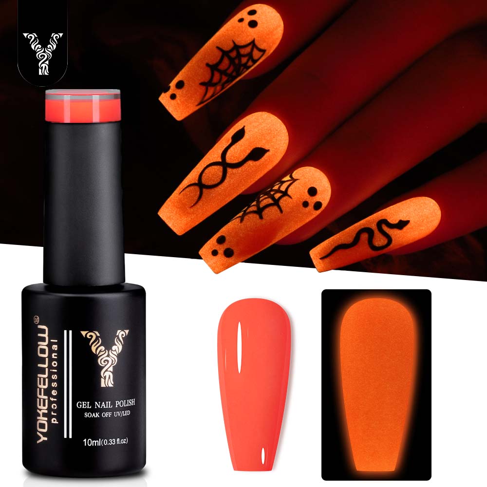 Nail Art Orange - YOKEFELLOW توهج في الظلام هلام طلاء