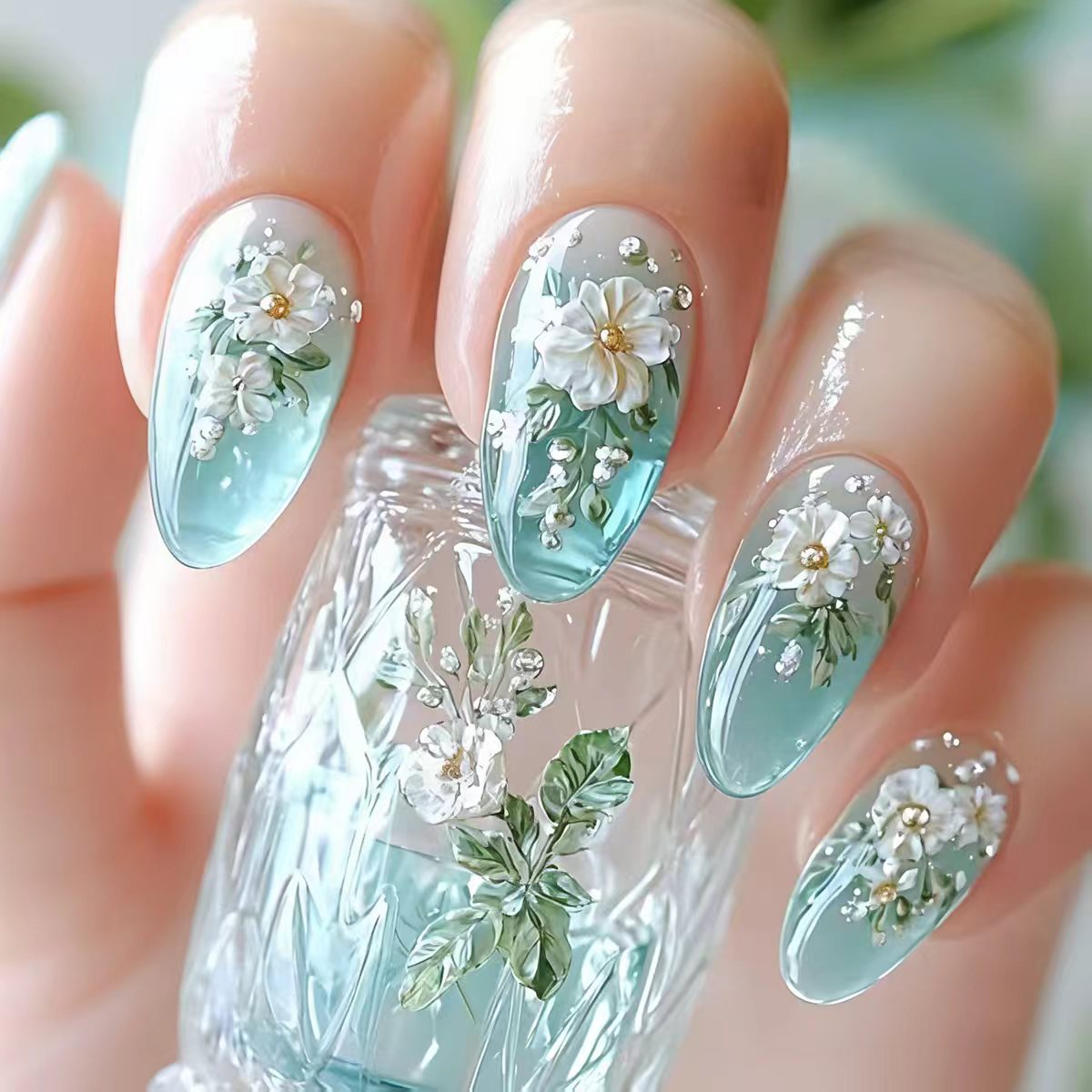 Nail Art Press On - أظافر صناعية متوسطة الحجم للنساء والفتيات،