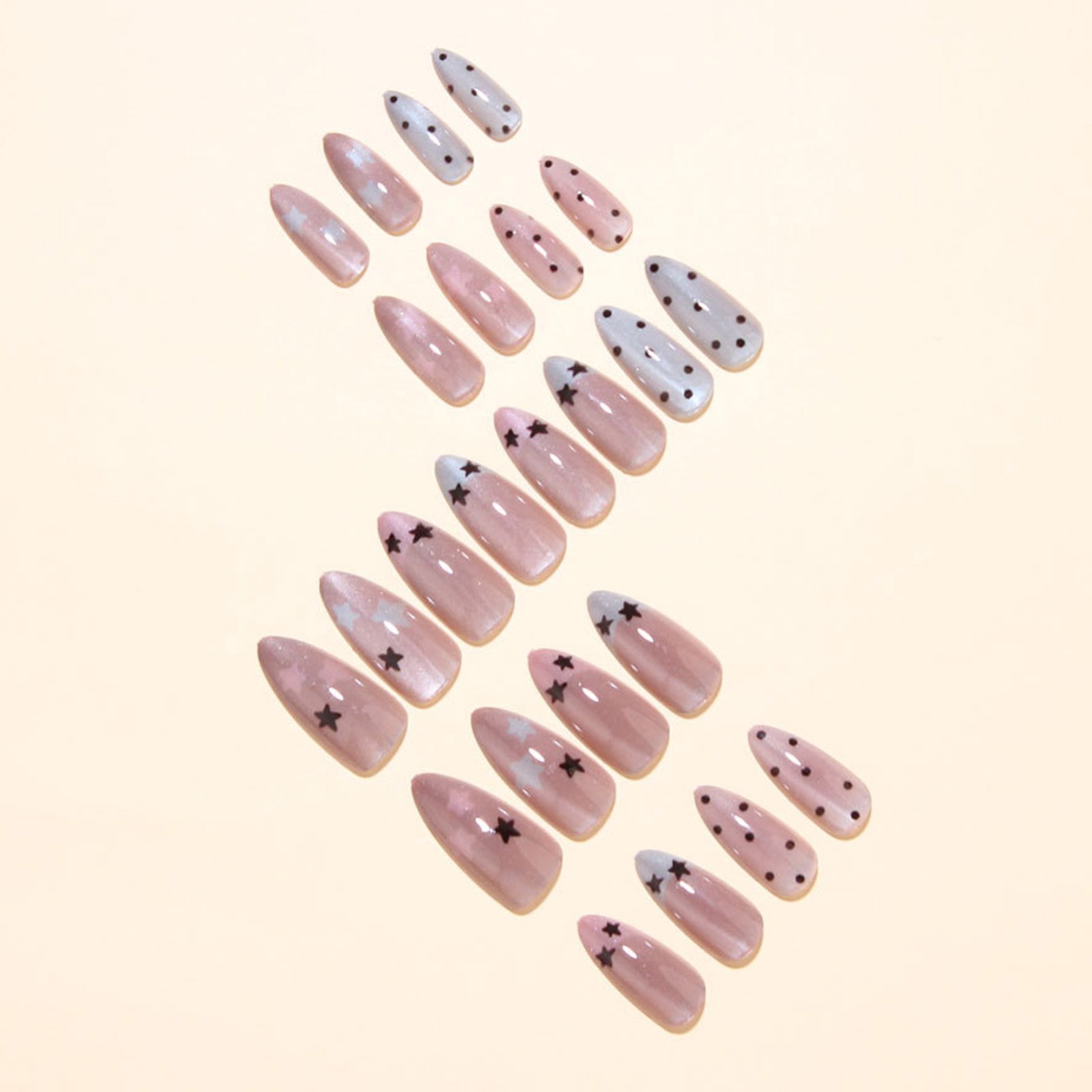 Nail Art Pink - أظافر لوزية وردية فاتحة لامعة بتأثير