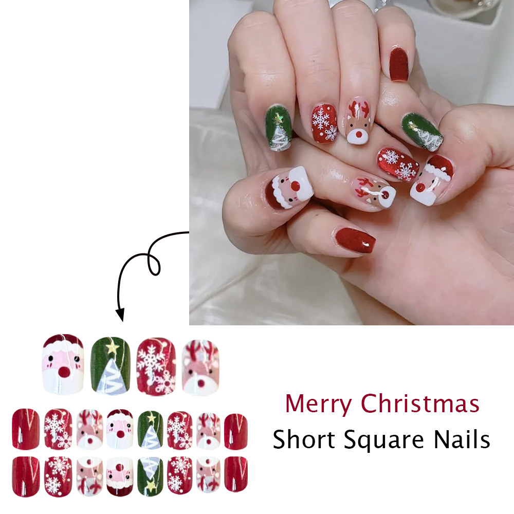 أظافر اصطناعية للكريسماس بتصمي - مراجعة Nail Art Press On وسعره