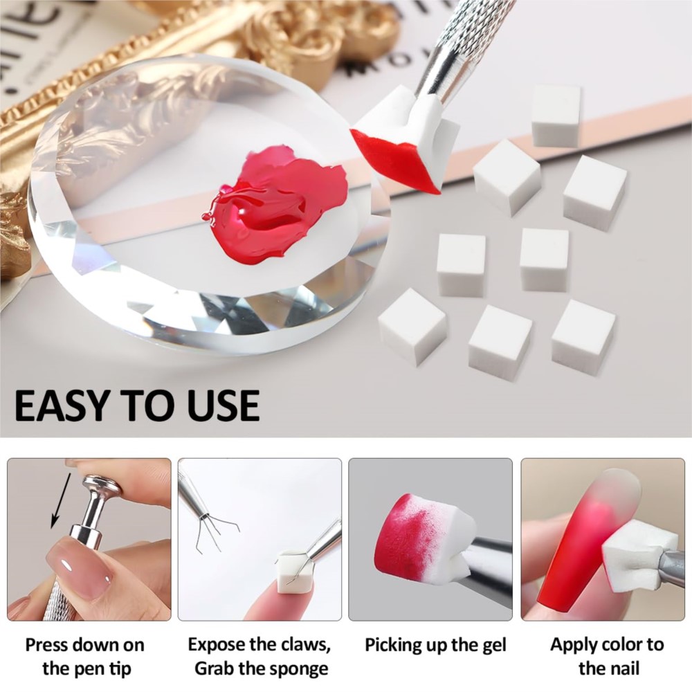 50/100 قطعة إسفنجة أظافر صغيرة - مراجعة Nail Art Ombre وسعره