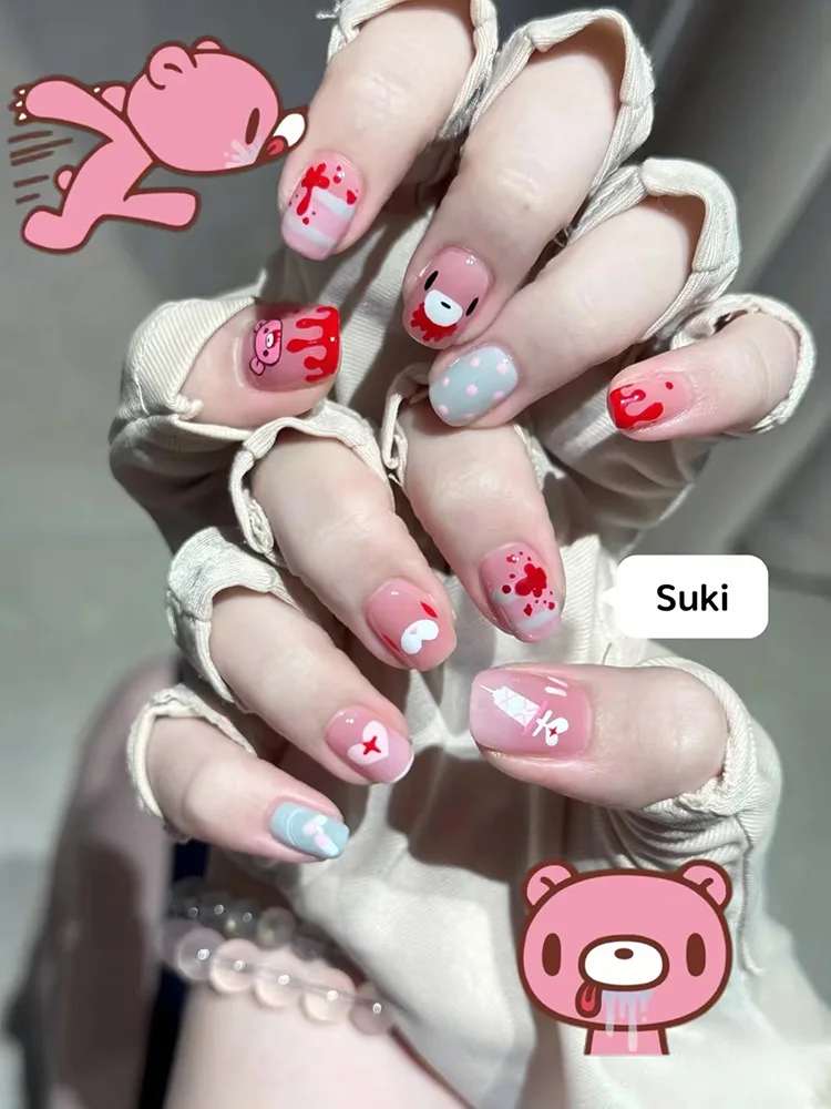 أظافر صناعية لاصقة بتصميم دب و - مراجعة Nail Art Pink وسعره